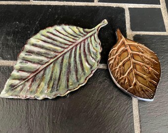 Decorative leaf trays, Earthy, Richly textured, use or display, Nature lover, DGrahamPottery