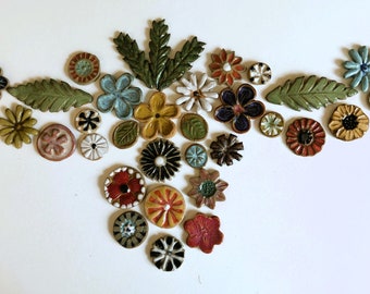 Botanical Stoneware Mosaic Tiles: DIY Craft Pieces, Indoor-Outdoor Decor
