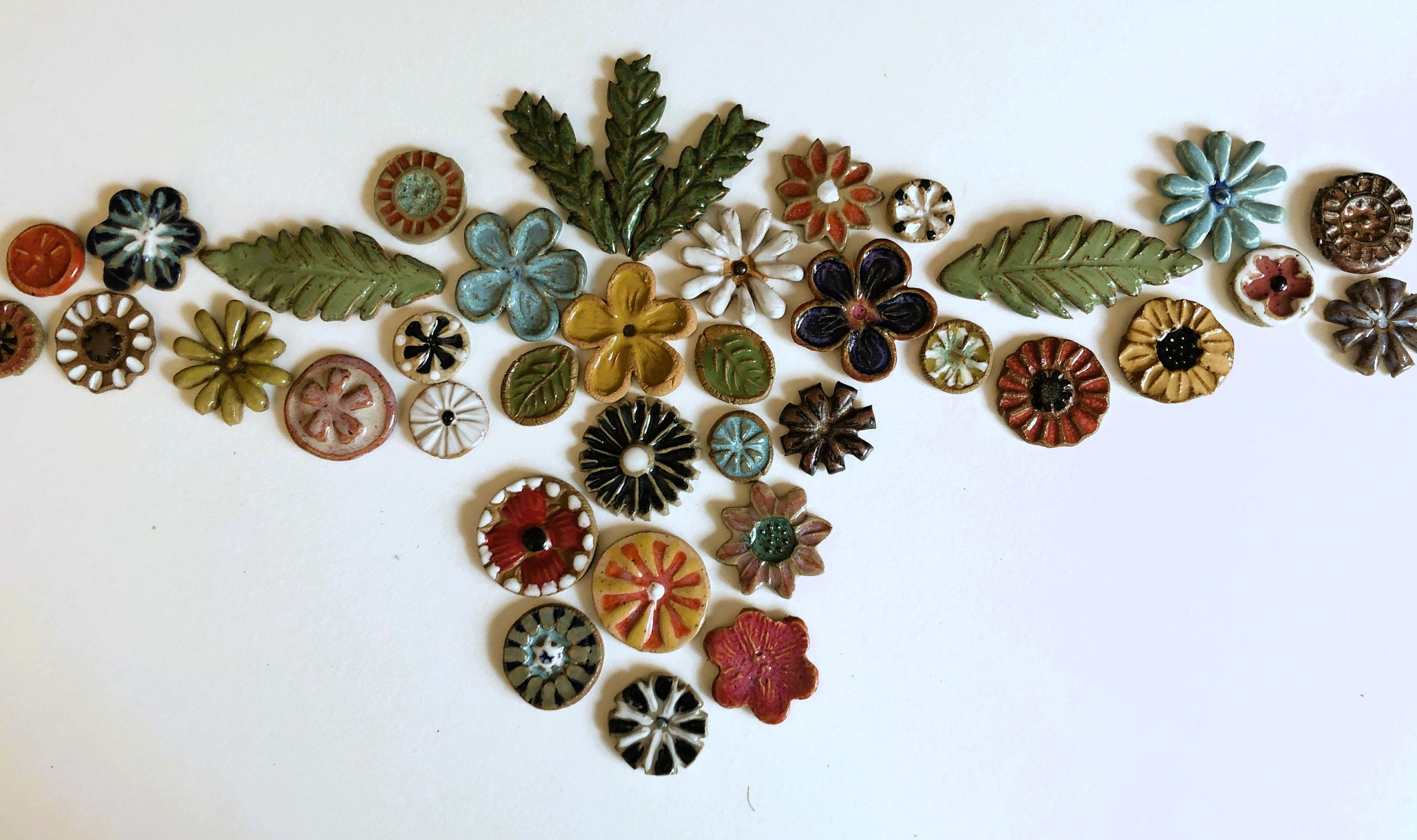 Botanical Stoneware Mosaic Tiles: DIY Craft Pieces, Indoor-Outdoor Decor