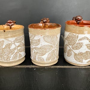 Handmade Sgraffito Stoneware Coffee Mug: Nature Lover Gift, DGrahamPottery