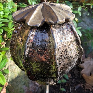 Poppy Seedhead, Garden Sculpture, Great gift for art and nature lover, DGrahamPottery
