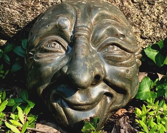 Moon Guardian, Wall and Garden Art, Character Portrait Sculpture, handmade, one of a kind, DGrahamPottery