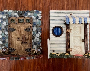 Whimsical Elf and Fairy Doors, indoor Outdoor garden, Ceramic handmade sculptures, DGrahamPottery