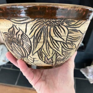 Prachtige kom van agaat, Mishima-bloemenboeket, wielgegooid, handgesneden en geschilderd, geweldig cadeau, DGrahamPottery