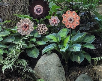 Set of 5 Everlasting Ceramic Flowers, Dramatic impact, indoor-outdoor decor, great gift, DGrahamPottery