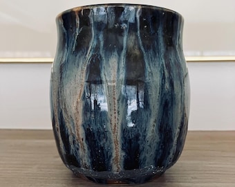 Handmade Peacock Glazed Pottery Vase, Wheel-Thrown Stoneware, DGrahamPottery