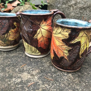 Rustic Botanical, Stoneware Coffee Mugs, Handmade, Wheel-thrown, Great gift, Outdoorsy, Rugged, Nature lover's mugs, DGrahamPottery