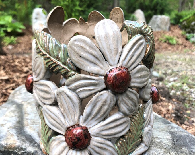 Floral Stoneware Luminary Stunning Gift for Indoor and Etsy