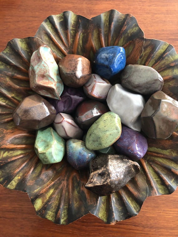 Meditation Stones, Self-Reflection personal gift, Handmade Stoneware Pottery,  DGrahamPottery