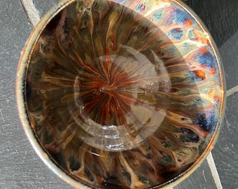 Peacock Glazed bowl, Handmade, Wheel-thrown stoneware ceramics, Display and Serveware, DGrahamPottery