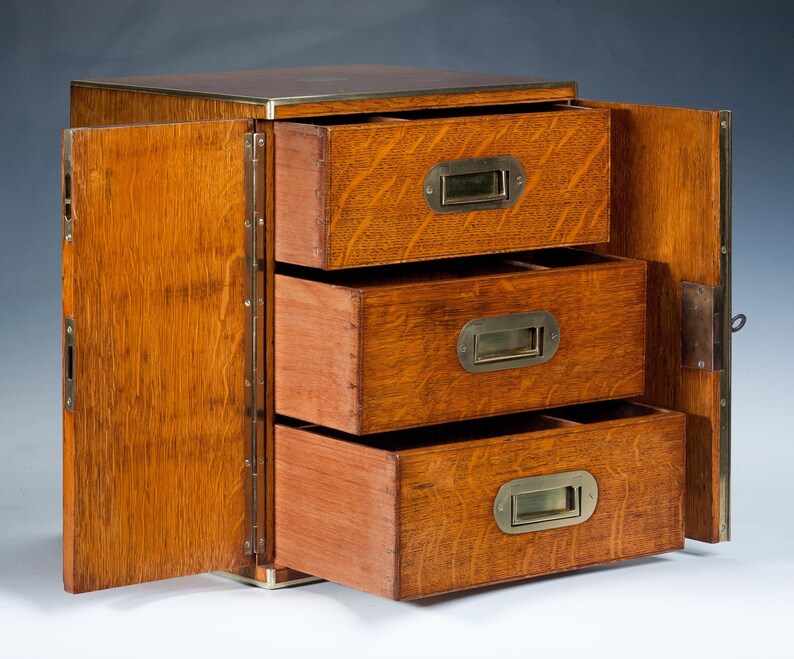 19th Century Antique Oak & Brass Humidor Etsy