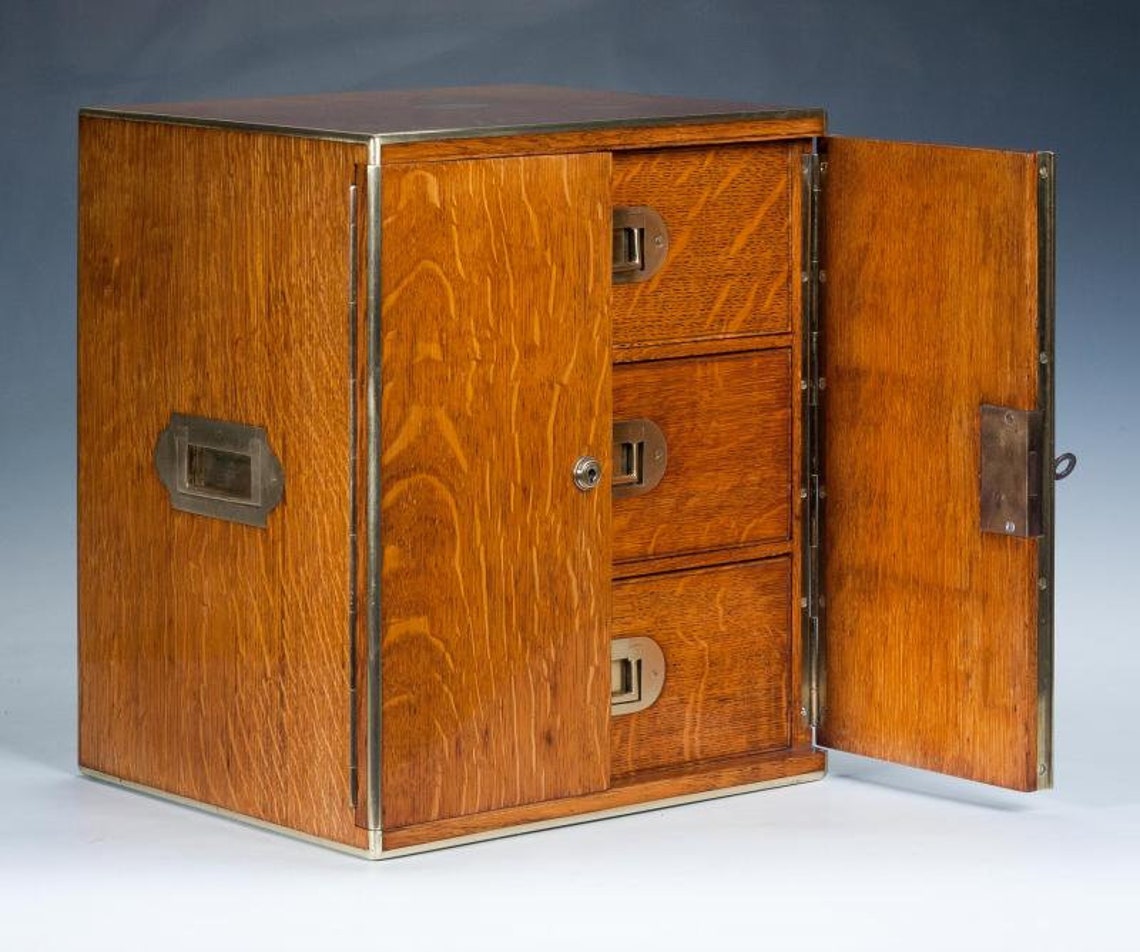 19th century antique Oak & Brass Humidor Etsy