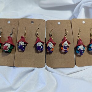 Coffee Gnome, Knitting gnome drop earrings-HANDMADE, polymer clay