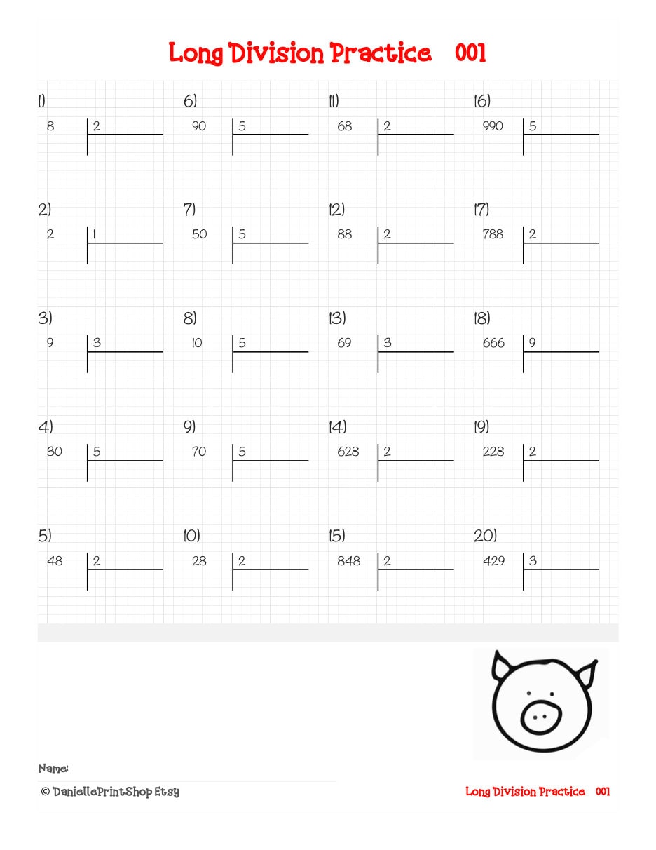 500 math drills long division worksheets european french etsy
