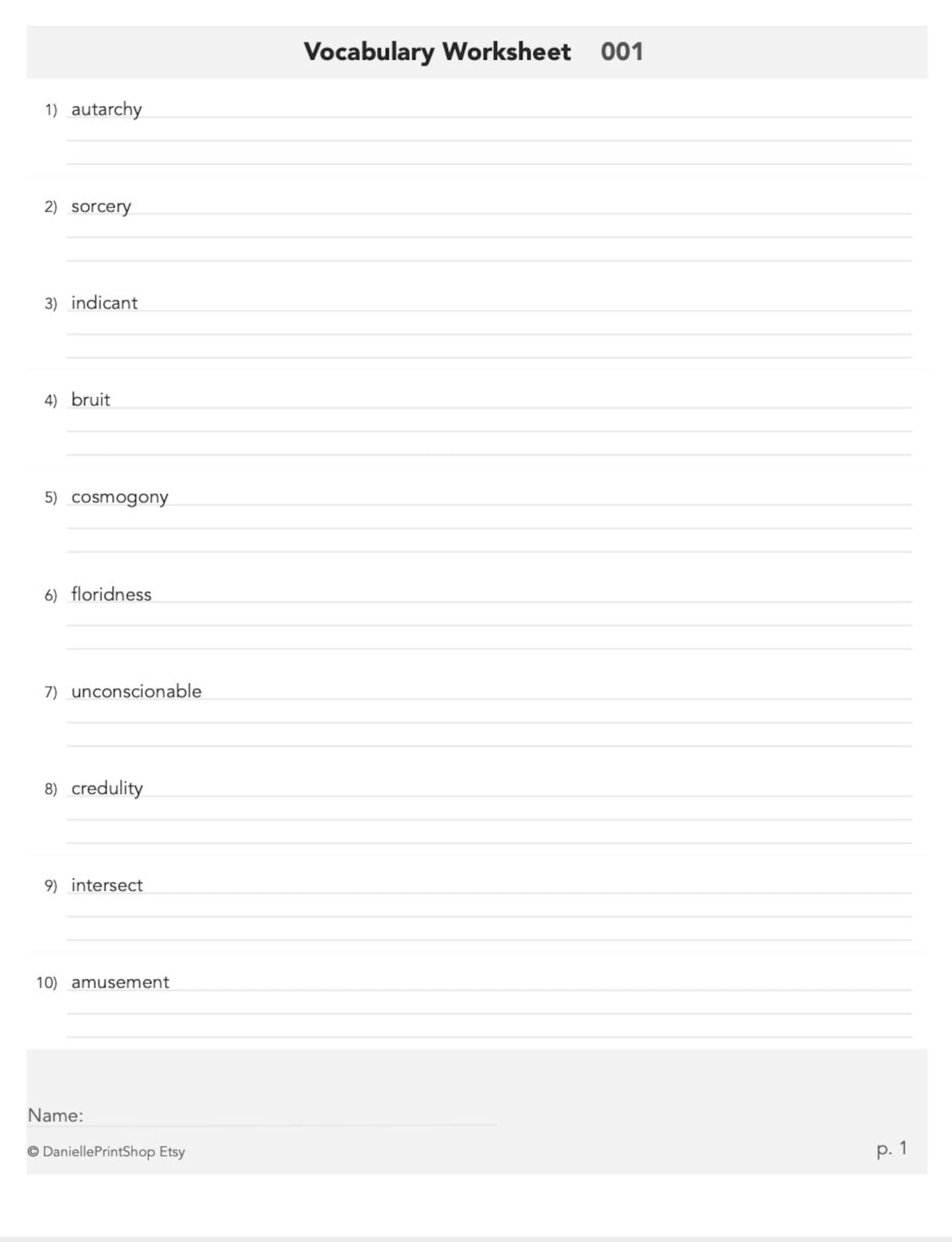 6000 high school sat vocabulary words worksheets and etsy