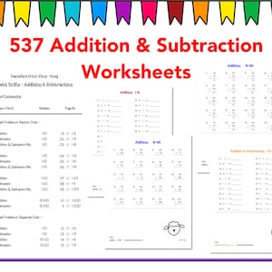 537 Math Drills - Addieren und Subtrahieren Arbeitsblätter