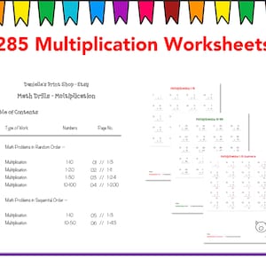 285 Math Drills - Multiplication Worksheets (with Answers)