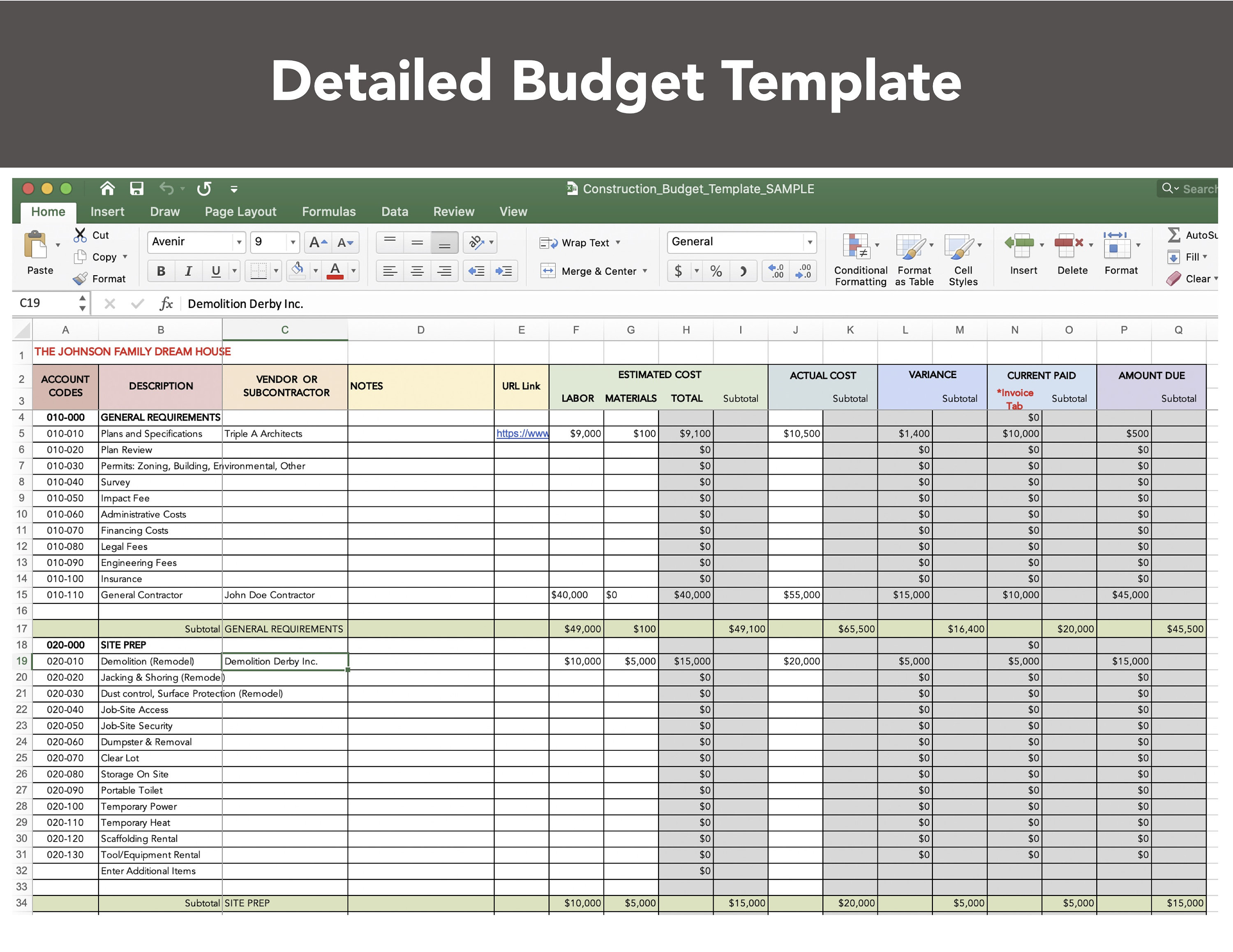 Construction Budget, Management and Cost Tracking Tool Etsy
