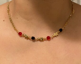 Elephant Gold Pleated Necklace