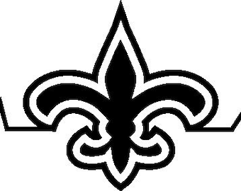 May include: Black and white graphic of a fleur-de-lis with a heartbeat line on either side.