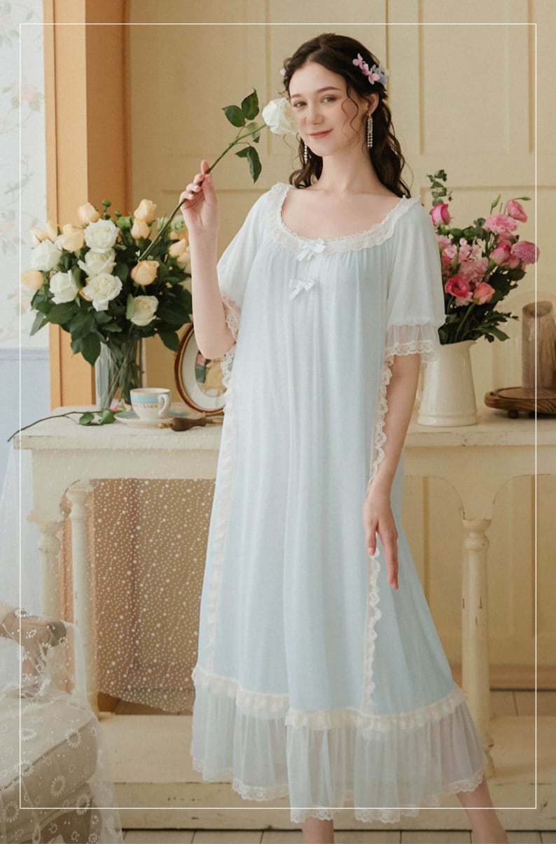 Vintage Scoop Neck White Nightgown Women Plus Size Nightgown | Etsy