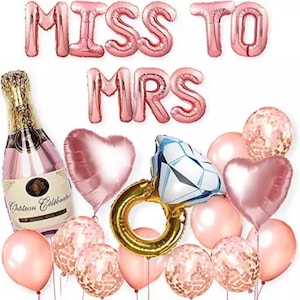 Miss to Mrs. Balloons, Bachelorette Party Decorations, Rose gold Party Decor balloons, Bridal shower decor, balloon banner.