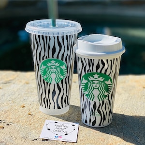 Zebra Stripe Starbucks cup , Zebra Print Starbucks Cold/ Hot Cup, Animal Print, Tiger Print, Gift For Her, Fun Gift, Animal Lover,