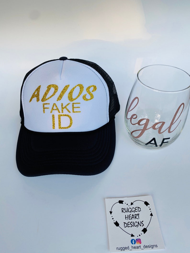Finally 21 Trucker Birthday Hat Turning 21 Adios Fake ID Birthday Gift Cheers To 21 Years 21st Birthday Hat 21st Birthday For Her