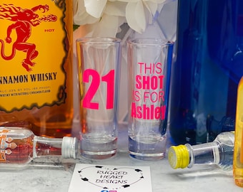 21st Birthday Shot glass, Custom shot glasses, 21st Birthday Shot , 21st Party Favors , Finally 21, name on shot glass, 21 AF,