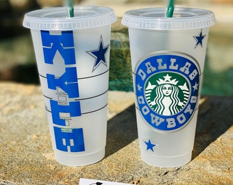 Dallas Cowboys Starbucks custom tumbler, Cowboy fans, We Dem boyz cup, Dallas Cowboy Football Tumbler.