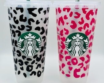 Cheetah Starbucks Tumbler, Leopard Print 24 oz Reusable Starbucks cup , Customize , Personalize Gift, Bridesmaids, Gift for her, Venti Cup
