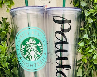 18th Birthday cup, Hello 18, 24 oz Acrylic Tumbler, Personalized 18th Gift, Officially Adulting, Custom 18th Birthday, Adulting, Legal Adult
