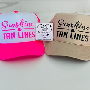 Gorra de camionero con líneas de sol y bronceado, gorra de lago, gorra de río, viaje de chicas, regalo para mejor amiga, gorra de camionero, viaje a la playa, gorra de vacaciones familiares. imagen 8