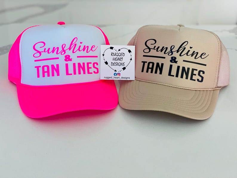 Gorra de camionero con líneas de sol y bronceado, gorra de lago, gorra de río, viaje de chicas, regalo para mejor amiga, gorra de camionero, viaje a la playa, gorra de vacaciones familiares. imagen 8