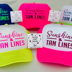Gorra de camionero con líneas de sol y bronceado, gorra de lago, gorra de río, viaje de chicas, regalo para mejor amiga, gorra de camionero, viaje a la playa, gorra de vacaciones familiares. imagen 11