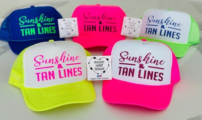 Gorra de camionero con líneas de sol y bronceado, gorra de lago, gorra de río, viaje de chicas, regalo para mejor amiga, gorra de camionero, viaje a la playa, gorra de vacaciones familiares. imagen 11