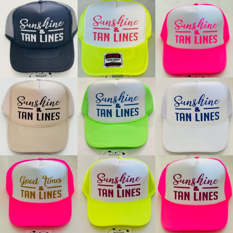 Gorra de camionero con líneas de sol y bronceado, gorra de lago, gorra de río, viaje de chicas, regalo para mejor amiga, gorra de camionero, viaje a la playa, gorra de vacaciones familiares. imagen 12
