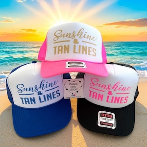 Gorra de camionero con líneas de sol y bronceado, gorra de lago, gorra de río, viaje de chicas, regalo para mejor amiga, gorra de camionero, viaje a la playa, gorra de vacaciones familiares. imagen 20