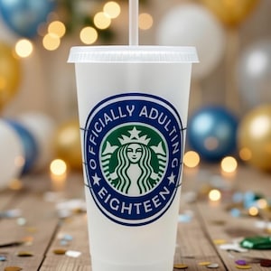 18th Birthday Cup, Hello 18, Personalized 18th Gift, 18th Birthday Tumbler, Officially Adulting, Custom 18th Birthday, Adulting, Legal Adult image 1