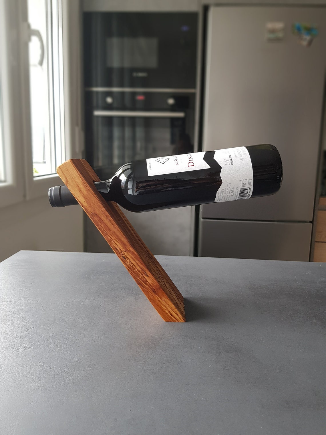 Olive Wood Single Wine Bottle Holder Etsy