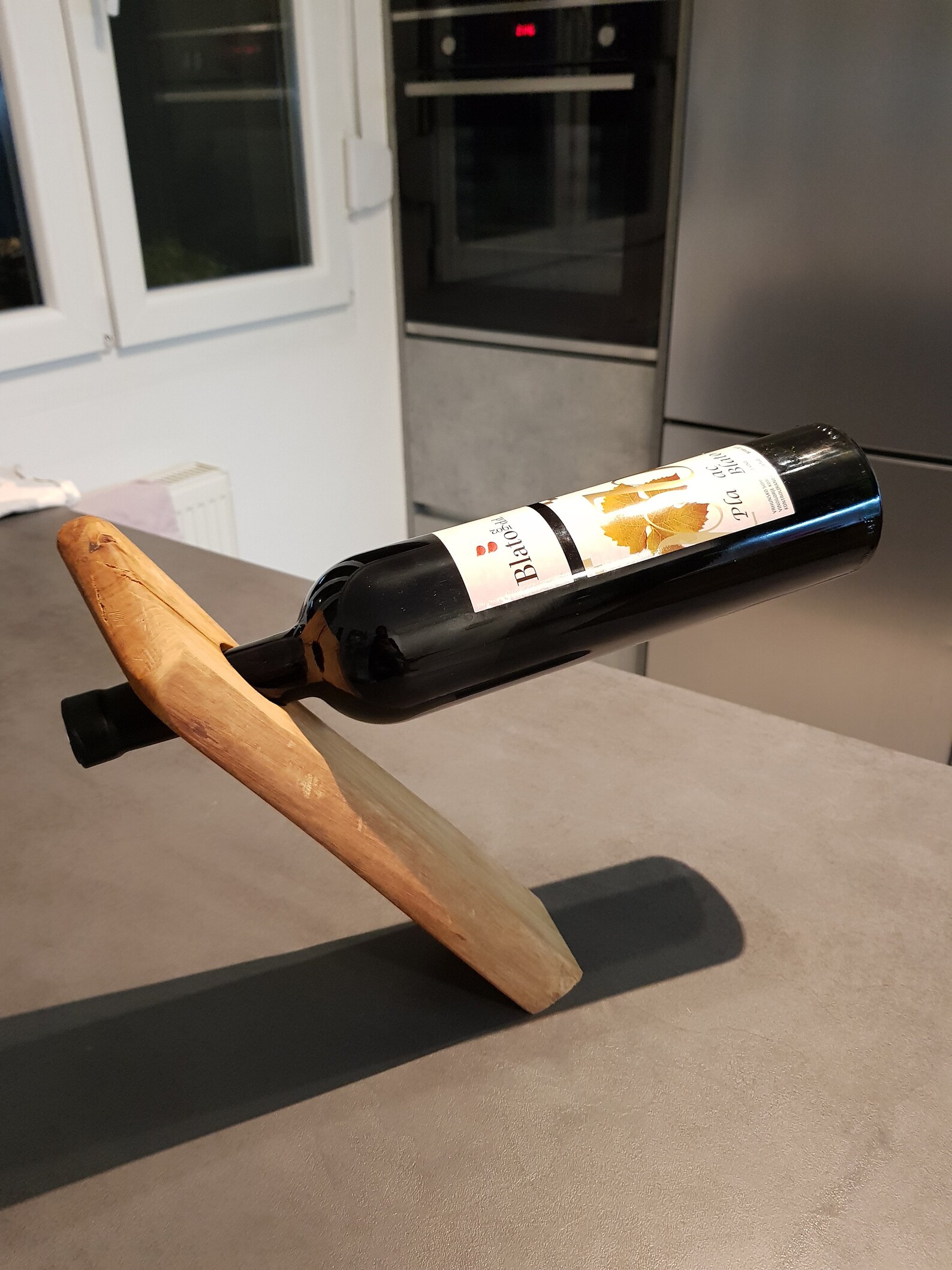 Olive Wood Single Wine Bottle Holder Etsy