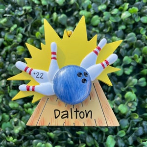 BOWLING Ornament | Hand Personalized • Ceramic • Christmas Ornament Handwritten • Tree Ornament • Bowling League • Bowling a Strike Gift