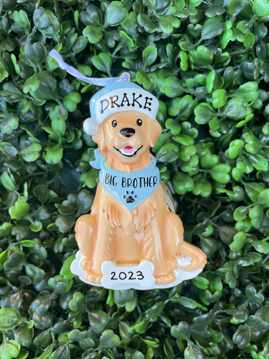 BIG BROTHER DOG Ornament Hand Personalized Ceramic Christmas Ornament