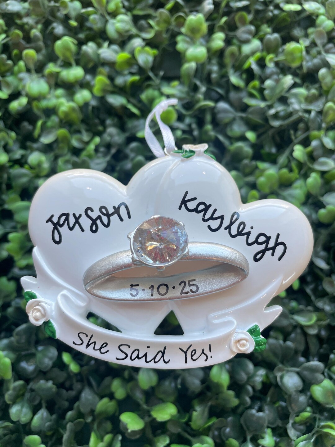 ENGAGEMENT RING Ornament | Hand Personalized • Ceramic • Christmas ...
