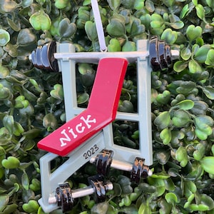 WEIGHT LIFTER Ornament | Personalized Weight Bench Ornament • Ceramic Christmas Ornament Handwritten • Bench Press • Weight Lifting Ornament