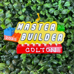 MASTER BUILDER Ornament | Hand Personalized • Ceramic • Kid Gift • Christmas Ornament Handwritten • Tree Ornament • Little Boy Ornament