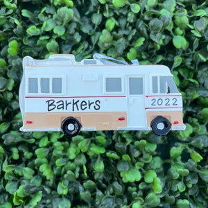 RV CAMPER OrnamentHand Personalized • Ceramic • Christmas Ornament Handwritten • Tree Ornament •  Annual Favorite Camping RV Family Gift