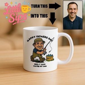 Custom Fishing Cartoon Mug - Personalised Father's Day Gift