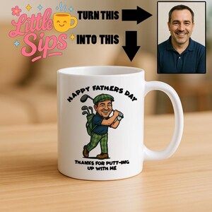 Aangepaste golfcartoonmok - Gepersonaliseerd Vaderdagcadeau