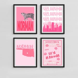 University of Oklahoma Pink Wall Art | Set of 4 College Wall Art